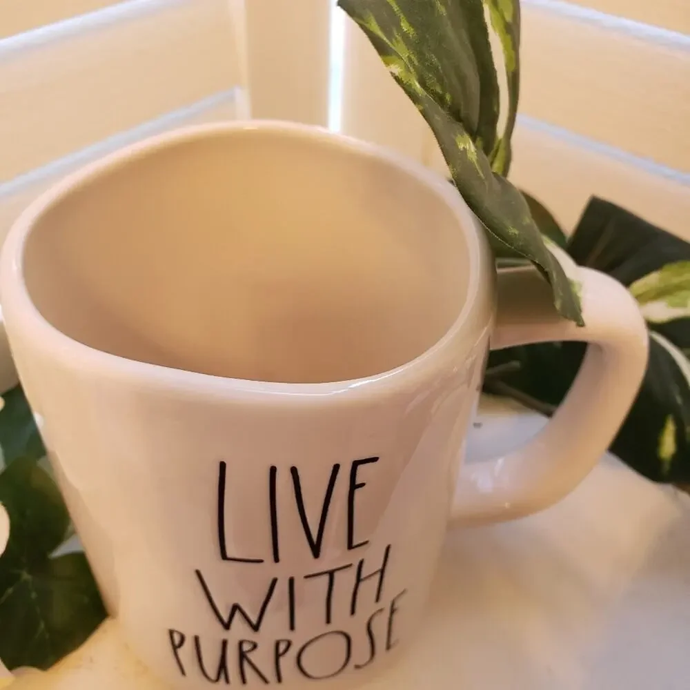 RAE DUNN LIVE WITH PURPOSE 20OZ WHITE MUG